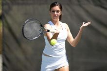 Fourth singles UT freshman Maggie Mello lost to CSUS junior Karina Jarlkaganova 6-7 (2), 4-6.  The University of Texas defeated Sacramento State on Saturday, March 22, 2008.

Filename: SRM_20080322_1253565.jpg
Aperture: f/2.8
Shutter Speed: 1/2500
Body: Canon EOS-1D Mark II
Lens: Canon EF 300mm f/2.8 L IS