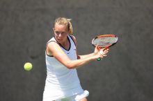 Fifth singles UT freshman Caroline Larsson defeated CSUS sophomore Aileen Tsan 6-2, 6-4.  The University of Texas defeated Sacramento State on Saturday, March 22, 2008.

Filename: SRM_20080322_1300406.jpg
Aperture: f/2.8
Shutter Speed: 1/2500
Body: Canon EOS-1D Mark II
Lens: Canon EF 300mm f/2.8 L IS