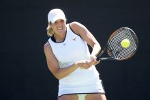 Second singles UT senior Courtney Zauft defeated CSUS junior Anastassia Lyssenko 4-6, 6-3, 10-6.  The University of Texas defeated Sacramento State on Saturday, March 22, 2008.

Filename: SRM_20080322_1306207.jpg
Aperture: f/2.8
Shutter Speed: 1/2000
Body: Canon EOS-1D Mark II
Lens: Canon EF 300mm f/2.8 L IS