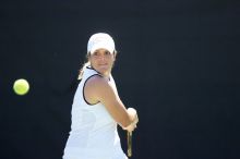 Second singles UT senior Courtney Zauft defeated CSUS junior Anastassia Lyssenko 4-6, 6-3, 10-6.  The University of Texas defeated Sacramento State on Saturday, March 22, 2008.

Filename: SRM_20080322_1306240.jpg
Aperture: f/2.8
Shutter Speed: 1/2000
Body: Canon EOS-1D Mark II
Lens: Canon EF 300mm f/2.8 L IS