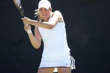 Second singles UT senior Courtney Zauft defeated CSUS junior Anastassia Lyssenko 4-6, 6-3, 10-6.  The University of Texas defeated Sacramento State on Saturday, March 22, 2008.

Filename: SRM_20080322_1306262.jpg
Aperture: f/2.8
Shutter Speed: 1/2000
Body: Canon EOS-1D Mark II
Lens: Canon EF 300mm f/2.8 L IS