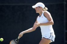 Second singles UT senior Courtney Zauft defeated CSUS junior Anastassia Lyssenko 4-6, 6-3, 10-6.  The University of Texas defeated Sacramento State on Saturday, March 22, 2008.

Filename: SRM_20080322_1307306.jpg
Aperture: f/2.8
Shutter Speed: 1/2500
Body: Canon EOS-1D Mark II
Lens: Canon EF 300mm f/2.8 L IS