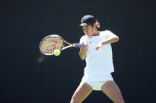 Third singles UT sophomore Stephanie Davison defeated CSUS junior Luba Schifris 7-5, 5-7, 16-14.  The University of Texas defeated Sacramento State on Saturday, March 22, 2008.

Filename: SRM_20080322_1323042.jpg
Aperture: f/2.8
Shutter Speed: 1/2000
Body: Canon EOS-1D Mark II
Lens: Canon EF 300mm f/2.8 L IS