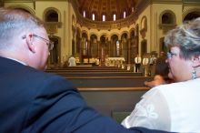 Rehearsal for Emily Marek and James Oyan's wedding, Friday, July 11, 2008.