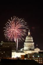 Austin Independence Day fireworks with the Capitol building, as viewed from atop the Manor Garage at The University of Texas at Austin.  The fireworks were launched from Auditorium Shores, downtown Austin, Friday, July 4, 2008.

Filename: SRM_20080704_2138543.jpg
Aperture: f/11.0
Shutter Speed: 6/1
Body: Canon EOS 20D
Lens: Canon EF 80-200mm f/2.8 L