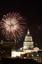 Austin Independence Day fireworks with the Capitol building, as viewed from atop the Manor Garage at The University of Texas at Austin.  The fireworks were launched from Auditorium Shores, downtown Austin, Friday, July 4, 2008.

Filename: SRM_20080704_2139206.jpg
Aperture: f/11.0
Shutter Speed: 6/1
Body: Canon EOS 20D
Lens: Canon EF 80-200mm f/2.8 L