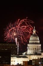 Austin Independence Day fireworks with the Capitol building, as viewed from atop the Manor Garage at The University of Texas at Austin.  The fireworks were launched from Auditorium Shores, downtown Austin, Friday, July 4, 2008.

Filename: SRM_20080704_2146464.jpg
Aperture: f/11.0
Shutter Speed: 5/1
Body: Canon EOS 20D
Lens: Canon EF 80-200mm f/2.8 L