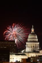 Austin Independence Day fireworks with the Capitol building, as viewed from atop the Manor Garage at The University of Texas at Austin.  The fireworks were launched from Auditorium Shores, downtown Austin, Friday, July 4, 2008.

Filename: SRM_20080704_2151549.jpg
Aperture: f/11.0
Shutter Speed: 5/1
Body: Canon EOS 20D
Lens: Canon EF 80-200mm f/2.8 L