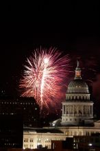 Austin Independence Day fireworks with the Capitol building, as viewed from atop the Manor Garage at The University of Texas at Austin.  The fireworks were launched from Auditorium Shores, downtown Austin, Friday, July 4, 2008.

Filename: SRM_20080704_2154328.jpg
Aperture: f/11.0
Shutter Speed: 2/1
Body: Canon EOS 20D
Lens: Canon EF 80-200mm f/2.8 L