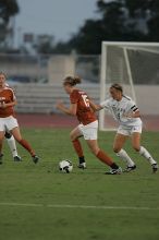 UT freshman Kylie Doniak (#15, Midfielder).  The University of Texas women's soccer team tied 0-0 against the Texas A&M Aggies Friday night, September 27, 2008.

Filename: SRM_20080926_1911202.jpg
Aperture: f/4.0
Shutter Speed: 1/800
Body: Canon EOS-1D Mark II
Lens: Canon EF 300mm f/2.8 L IS