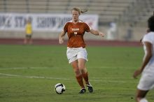 UT freshman Courtney Goodson (#7, Forward and Midfielder).  The University of Texas women's soccer team tied 0-0 against the Texas A&M Aggies Friday night, September 27, 2008.

Filename: SRM_20080926_1924240.jpg
Aperture: f/4.0
Shutter Speed: 1/400
Body: Canon EOS-1D Mark II
Lens: Canon EF 300mm f/2.8 L IS