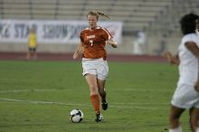 UT freshman Courtney Goodson (#7, Forward and Midfielder).  The University of Texas women's soccer team tied 0-0 against the Texas A&M Aggies Friday night, September 27, 2008.

Filename: SRM_20080926_1924249.jpg
Aperture: f/4.0
Shutter Speed: 1/500
Body: Canon EOS-1D Mark II
Lens: Canon EF 300mm f/2.8 L IS