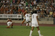 The University of Texas women's soccer team tied 0-0 against the Texas A&M Aggies Friday night, September 27, 2008.

Filename: SRM_20080926_1943301.jpg
Aperture: f/4.0
Shutter Speed: 1/500
Body: Canon EOS-1D Mark II
Lens: Canon EF 300mm f/2.8 L IS