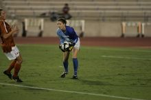 UT senior Dianna Pfenninger (#8, Goalkeeper) scoops up the ball.  The University of Texas women's soccer team tied 0-0 against the Texas A&M Aggies Friday night, September 27, 2008.

Filename: SRM_20080926_2014424.jpg
Aperture: f/2.8
Shutter Speed: 1/640
Body: Canon EOS-1D Mark II
Lens: Canon EF 300mm f/2.8 L IS
