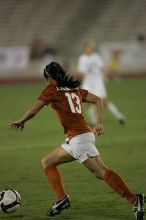 UT freshman Amanda Lisberger (#13, Midfielder).  The University of Texas women's soccer team tied 0-0 against the Texas A&M Aggies Friday night, September 27, 2008.

Filename: SRM_20080926_2027505.jpg
Aperture: f/2.8
Shutter Speed: 1/640
Body: Canon EOS-1D Mark II
Lens: Canon EF 300mm f/2.8 L IS