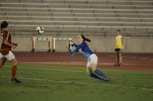 UT senior Dianna Pfenninger (#8, Goalkeeper) dives for the ball.  The University of Texas women's soccer team tied 0-0 against the Texas A&M Aggies Friday night, September 27, 2008.

Filename: SRM_20080926_2029001.jpg
Aperture: f/2.8
Shutter Speed: 1/640
Body: Canon EOS-1D Mark II
Lens: Canon EF 300mm f/2.8 L IS