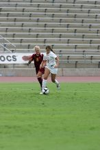 UT sophomore Alisha Ortiz (#12, Forward).  The University of Texas women's soccer team won 2-1 against the Iowa State Cyclones Sunday afternoon, October 5, 2008.

Filename: SRM_20081005_12115856.jpg
Aperture: f/5.6
Shutter Speed: 1/1600
Body: Canon EOS-1D Mark II
Lens: Canon EF 300mm f/2.8 L IS