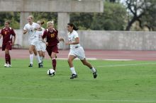 UT senior Stephanie Logterman (#10, Defender).  The University of Texas women's soccer team won 2-1 against the Iowa State Cyclones Sunday afternoon, October 5, 2008.

Filename: SRM_20081005_12122877.jpg
Aperture: f/5.6
Shutter Speed: 1/1600
Body: Canon EOS-1D Mark II
Lens: Canon EF 300mm f/2.8 L IS