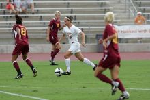 UT sophomore Erica Campanelli (#19, Defender).  The University of Texas women's soccer team won 2-1 against the Iowa State Cyclones Sunday afternoon, October 5, 2008.

Filename: SRM_20081005_12223825.jpg
Aperture: f/5.0
Shutter Speed: 1/1600
Body: Canon EOS-1D Mark II
Lens: Canon EF 300mm f/2.8 L IS