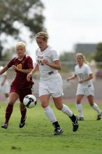 UT freshman Kylie Doniak (#15, Midfielder).  The University of Texas women's soccer team won 2-1 against the Iowa State Cyclones Sunday afternoon, October 5, 2008.

Filename: SRM_20081005_12260662.jpg
Aperture: f/5.6
Shutter Speed: 1/2000
Body: Canon EOS-1D Mark II
Lens: Canon EF 300mm f/2.8 L IS