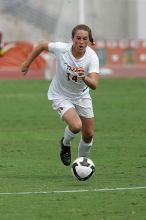 UT senior Kasey Moore (#14, Defender) in the second half.  The University of Texas women's soccer team won 2-1 against the Iowa State Cyclones Sunday afternoon, October 5, 2008.

Filename: SRM_20081005_13092638.jpg
Aperture: f/5.6
Shutter Speed: 1/2000
Body: Canon EOS-1D Mark II
Lens: Canon EF 300mm f/2.8 L IS