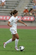 UT sophomore Alisha Ortiz (#12, Forward) in the second half.  The University of Texas women's soccer team won 2-1 against the Iowa State Cyclones Sunday afternoon, October 5, 2008.

Filename: SRM_20081005_13150614.jpg
Aperture: f/5.6
Shutter Speed: 1/1250
Body: Canon EOS-1D Mark II
Lens: Canon EF 300mm f/2.8 L IS