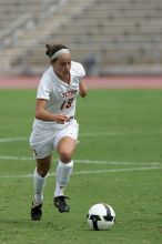 UT sophomore Erica Campanelli (#19, Defender) in the second half.  The University of Texas women's soccer team won 2-1 against the Iowa State Cyclones Sunday afternoon, October 5, 2008.

Filename: SRM_20081005_13234045.jpg
Aperture: f/5.6
Shutter Speed: 1/2000
Body: Canon EOS-1D Mark II
Lens: Canon EF 300mm f/2.8 L IS