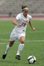 UT sophomore Erica Campanelli (#19, Defender) in the second half.  The University of Texas women's soccer team won 2-1 against the Iowa State Cyclones Sunday afternoon, October 5, 2008.

Filename: SRM_20081005_13234049.jpg
Aperture: f/5.6
Shutter Speed: 1/2000
Body: Canon EOS-1D Mark II
Lens: Canon EF 300mm f/2.8 L IS