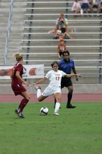 UT sophomore Alisha Ortiz (#12, Forward) in the second half.  The University of Texas women's soccer team won 2-1 against the Iowa State Cyclones Sunday afternoon, October 5, 2008.