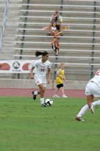 UT senior Stephanie Logterman (#10, Defender) in the second half.  The University of Texas women's soccer team won 2-1 against the Iowa State Cyclones Sunday afternoon, October 5, 2008.

Filename: SRM_20081005_13253488.jpg
Aperture: f/5.6
Shutter Speed: 1/1250
Body: Canon EOS-1D Mark II
Lens: Canon EF 300mm f/2.8 L IS