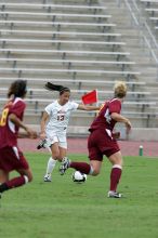 UT freshman Amanda Lisberger (#13, Midfielder) in the second half.  The University of Texas women's soccer team won 2-1 against the Iowa State Cyclones Sunday afternoon, October 5, 2008.

Filename: SRM_20081005_13254210.jpg
Aperture: f/5.6
Shutter Speed: 1/1250
Body: Canon EOS-1D Mark II
Lens: Canon EF 300mm f/2.8 L IS