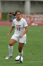 UT sophomore Alisha Ortiz (#12, Forward) in the second half.  The University of Texas women's soccer team won 2-1 against the Iowa State Cyclones Sunday afternoon, October 5, 2008.

Filename: SRM_20081005_13280468.jpg
Aperture: f/5.6
Shutter Speed: 1/1600
Body: Canon EOS-1D Mark II
Lens: Canon EF 300mm f/2.8 L IS