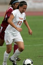 UT freshman Amanda Lisberger (#13, Midfielder) in the second half.  The University of Texas women's soccer team won 2-1 against the Iowa State Cyclones Sunday afternoon, October 5, 2008.

Filename: SRM_20081005_13315238.jpg
Aperture: f/5.6
Shutter Speed: 1/2000
Body: Canon EOS-1D Mark II
Lens: Canon EF 300mm f/2.8 L IS