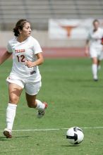 UT sophomore Alisha Ortiz (#12, Forward) in the second half.  The University of Texas women's soccer team won 2-1 against the Iowa State Cyclones Sunday afternoon, October 5, 2008.

Filename: SRM_20081005_13424874.jpg
Aperture: f/5.6
Shutter Speed: 1/2500
Body: Canon EOS-1D Mark II
Lens: Canon EF 300mm f/2.8 L IS