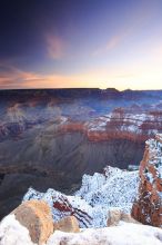 First sunrise of the new year at the south rim of the Grand Canyon, Thursday January 1, 2009.  The temperature was as low as 15 F the night before with a foot and a half of snow on the ground.  Luckily sunrise wasn't until 7:40.

Filename: SRM_20090101_07363607.JPG
Aperture: f/16.0
Shutter Speed: 5/1
Body: Canon EOS-1D Mark II
Lens: Canon EF 16-35mm f/2.8 L