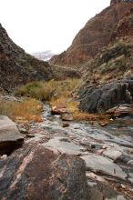 Hiking up the Bright Angel trail from Bright Angel campground to Indian Garden campground, while backpacking the Grand Canyon with Beth, Saturday, January 3, 2009.

Filename: SRM_20090103_11161240.JPG
Aperture: f/22.0
Shutter Speed: 8/10
Body: Canon EOS-1D Mark II
Lens: Canon EF 16-35mm f/2.8 L