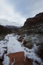 Hike up the Bright Angel trail from Indian Gardens campground, while backpacking the Grand Canyon, on Sunday, January 4, 2009.

Filename: SRM_20090104_08554363.JPG
Aperture: f/11.0
Shutter Speed: 1/30
Body: Canon EOS-1D Mark II
Lens: Canon EF 16-35mm f/2.8 L