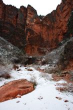 Hike up the Bright Angel trail from Indian Gardens campground, while backpacking the Grand Canyon, on Sunday, January 4, 2009.

Filename: SRM_20090104_09090568.JPG
Aperture: f/11.0
Shutter Speed: 1/10
Body: Canon EOS-1D Mark II
Lens: Canon EF 16-35mm f/2.8 L