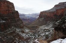 Hike up the Bright Angel trail from Indian Gardens campground, while backpacking the Grand Canyon, on Sunday, January 4, 2009.

Filename: SRM_20090104_09245975.JPG
Aperture: f/11.0
Shutter Speed: 1/25
Body: Canon EOS-1D Mark II
Lens: Canon EF 16-35mm f/2.8 L