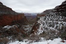 Hike up the Bright Angel trail from Indian Gardens campground, while backpacking the Grand Canyon, on Sunday, January 4, 2009.

Filename: SRM_20090104_09593683.JPG
Aperture: f/11.0
Shutter Speed: 1/30
Body: Canon EOS-1D Mark II
Lens: Canon EF 16-35mm f/2.8 L