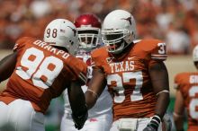 The University of Texas football team defeated the Arkansas Razorbacks with a score of 52-10 in Austin, TX on Saturday, September 27, 2008.

Filename: SRM_20080927_14371461.jpg
Aperture: f/5.6
Shutter Speed: 1/3200
Body: Canon EOS-1D Mark II
Lens: Canon EF 300mm f/2.8 L IS