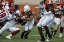 The University of Texas football team defeated the Arkansas Razorbacks with a score of 52-10 in Austin, TX on Saturday, September 27, 2008.

Filename: SRM_20080927_14553037.jpg
Aperture: f/5.6
Shutter Speed: 1/1250
Body: Canon EOS-1D Mark II
Lens: Canon EF 300mm f/2.8 L IS