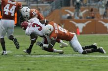 The University of Texas football team defeated the Arkansas Razorbacks with a score of 52-10 in Austin, TX on Saturday, September 27, 2008.

Filename: SRM_20080927_15244091.jpg
Aperture: f/6.3
Shutter Speed: 1/500
Body: Canon EOS-1D Mark II
Lens: Canon EF 300mm f/2.8 L IS