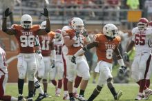 The University of Texas football team defeated the Arkansas Razorbacks with a score of 52-10 in Austin, TX on Saturday, September 27, 2008.

Filename: SRM_20080927_15462463.jpg
Aperture: f/5.6
Shutter Speed: 1/1000
Body: Canon EOS-1D Mark II
Lens: Canon EF 300mm f/2.8 L IS