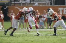 The University of Texas football team defeated the Arkansas Razorbacks with a score of 52-10 in Austin, TX on Saturday, September 27, 2008.

Filename: SRM_20080927_15465875.jpg
Aperture: f/5.6
Shutter Speed: 1/1250
Body: Canon EOS-1D Mark II
Lens: Canon EF 300mm f/2.8 L IS