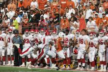 The University of Texas football team defeated the Arkansas Razorbacks with a score of 52-10 in Austin, TX on Saturday, September 27, 2008.

Filename: SRM_20080927_16272636.jpg
Aperture: f/5.0
Shutter Speed: 1/3200
Body: Canon EOS-1D Mark II
Lens: Canon EF 300mm f/2.8 L IS