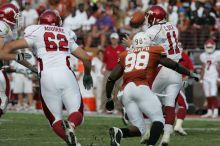 The University of Texas football team defeated the Arkansas Razorbacks with a score of 52-10 in Austin, TX on Saturday, September 27, 2008.

Filename: SRM_20080927_16352831.jpg
Aperture: f/5.6
Shutter Speed: 1/1600
Body: Canon EOS-1D Mark II
Lens: Canon EF 300mm f/2.8 L IS