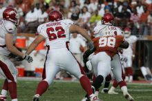 The University of Texas football team defeated the Arkansas Razorbacks with a score of 52-10 in Austin, TX on Saturday, September 27, 2008.

Filename: SRM_20080927_16352832.jpg
Aperture: f/5.6
Shutter Speed: 1/1600
Body: Canon EOS-1D Mark II
Lens: Canon EF 300mm f/2.8 L IS