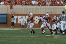 The University of Texas football team defeated the Arkansas Razorbacks with a score of 52-10 in Austin, TX on Saturday, September 27, 2008.

Filename: SRM_20080927_16422457.jpg
Aperture: f/5.6
Shutter Speed: 1/1250
Body: Canon EOS-1D Mark II
Lens: Canon EF 300mm f/2.8 L IS