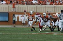 The University of Texas football team defeated the Arkansas Razorbacks with a score of 52-10 in Austin, TX on Saturday, September 27, 2008.

Filename: SRM_20080927_16422658.jpg
Aperture: f/5.6
Shutter Speed: 1/1250
Body: Canon EOS-1D Mark II
Lens: Canon EF 300mm f/2.8 L IS